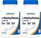 Nutricost L-Metilfolato 15mg, 120 Cápsulas (5-MTHF) - Vegano, Sin Gluten, No-GMO