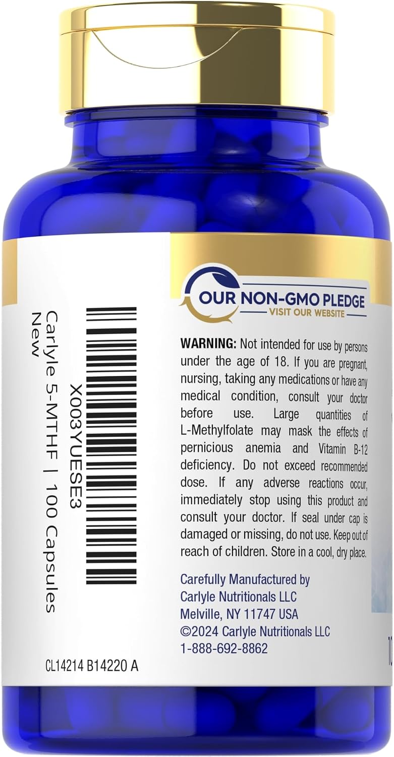 Carlyle 5-MTHF 15 mg – 100 Cápsulas de L-Metilfolato