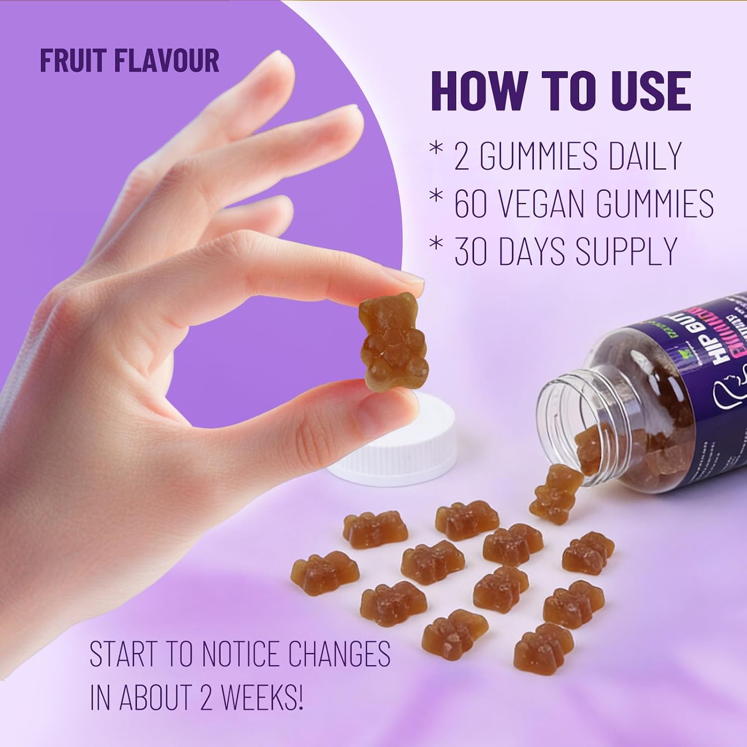 Wins Town Hips & Butt Enhancement Gummies, Veganas, 60 Ct | Multivitamínico para Mujeres, Apoya el Tono de los Glúteos