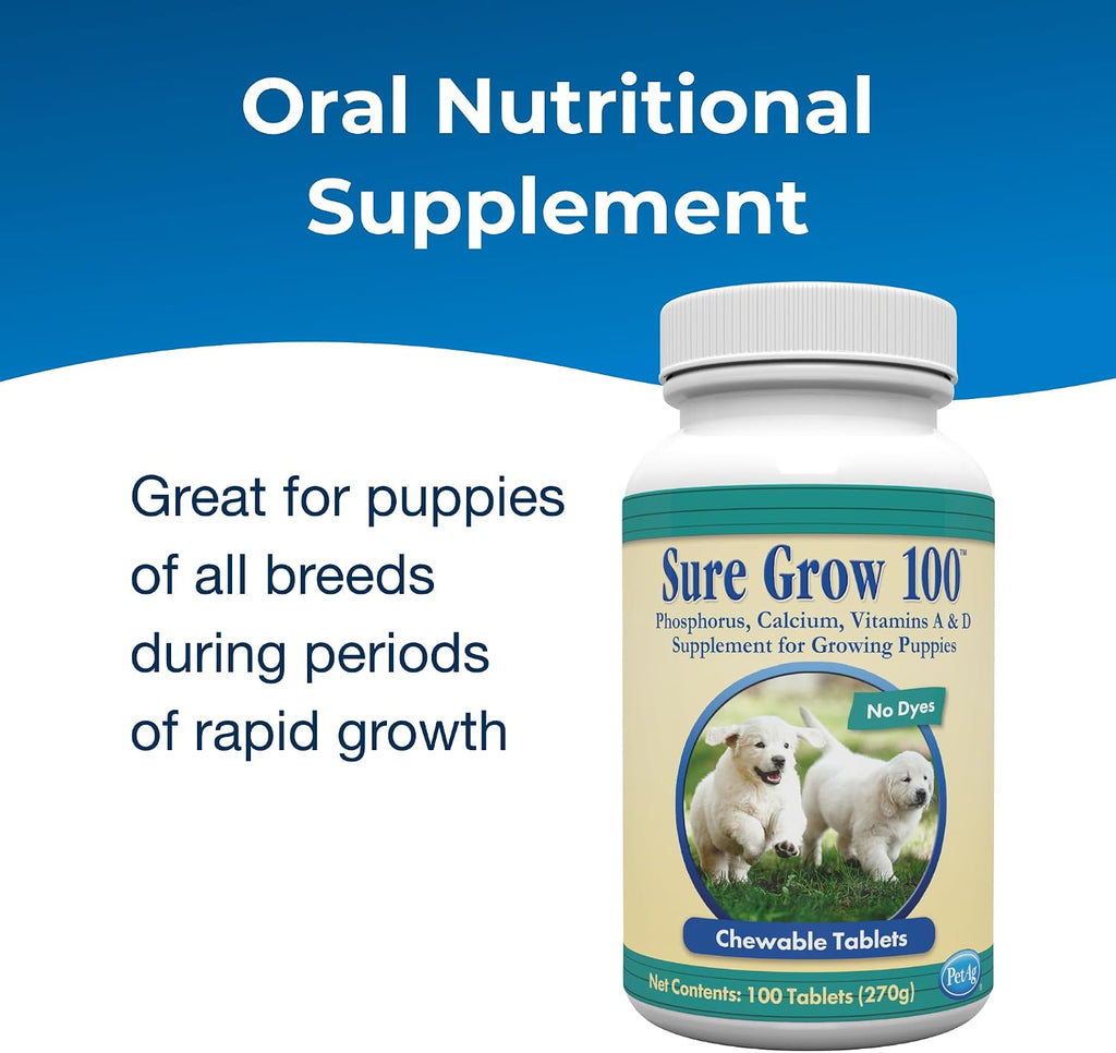 PetAg Sure Grow 100 - 100 Chewable Tablets For Puppies
