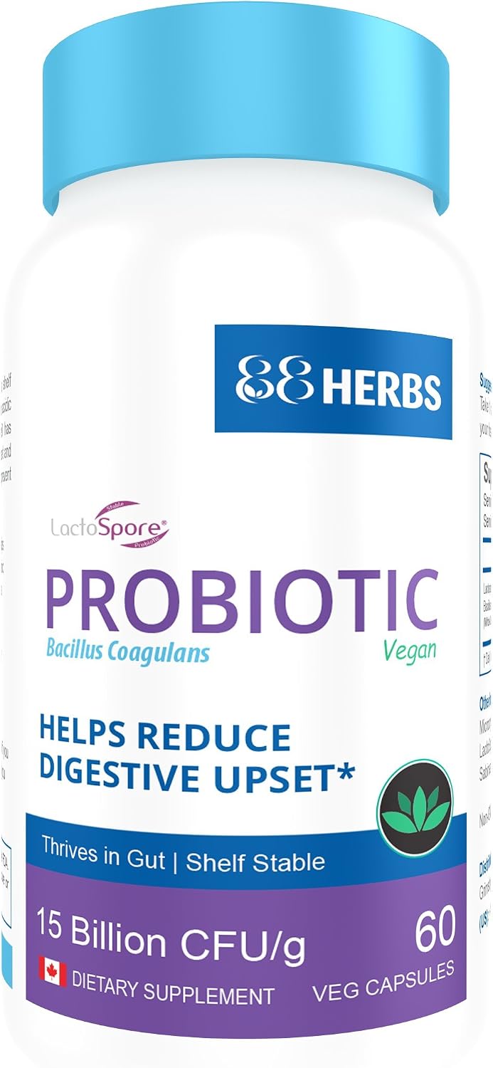 88herbs Probiótico Bacillus Coagulans – Lactospore – 60 Cápsulas Veganas