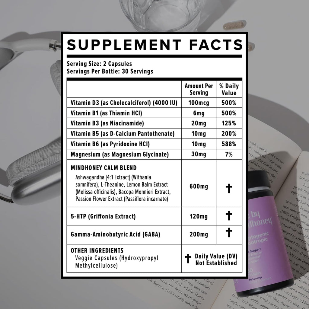 MINDHONEY SYNC – 60 Cápsulas, Suplemento Adaptógeno Completo para Relajación y Equilibrio del Estado de Ánimo