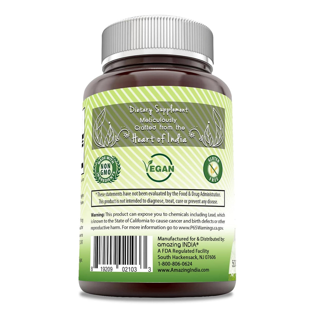 Amazing India Amla (Amla Natural) 500 mg - 120 Cápsulas Veganas - Sin Gluten, No GMO