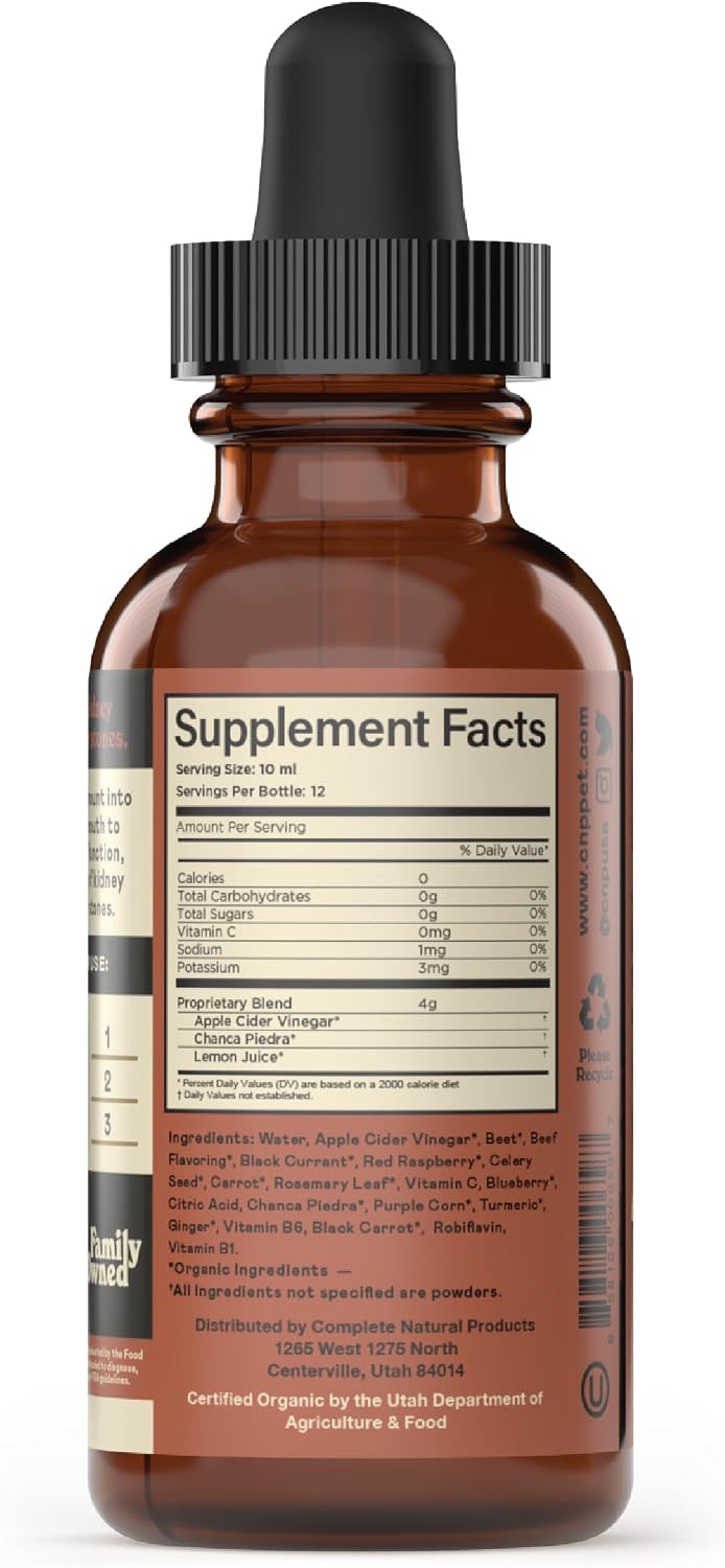 Complete Natural Products Concentrado Orgánico para Riñón y Vejiga para Mascotas - 118ml