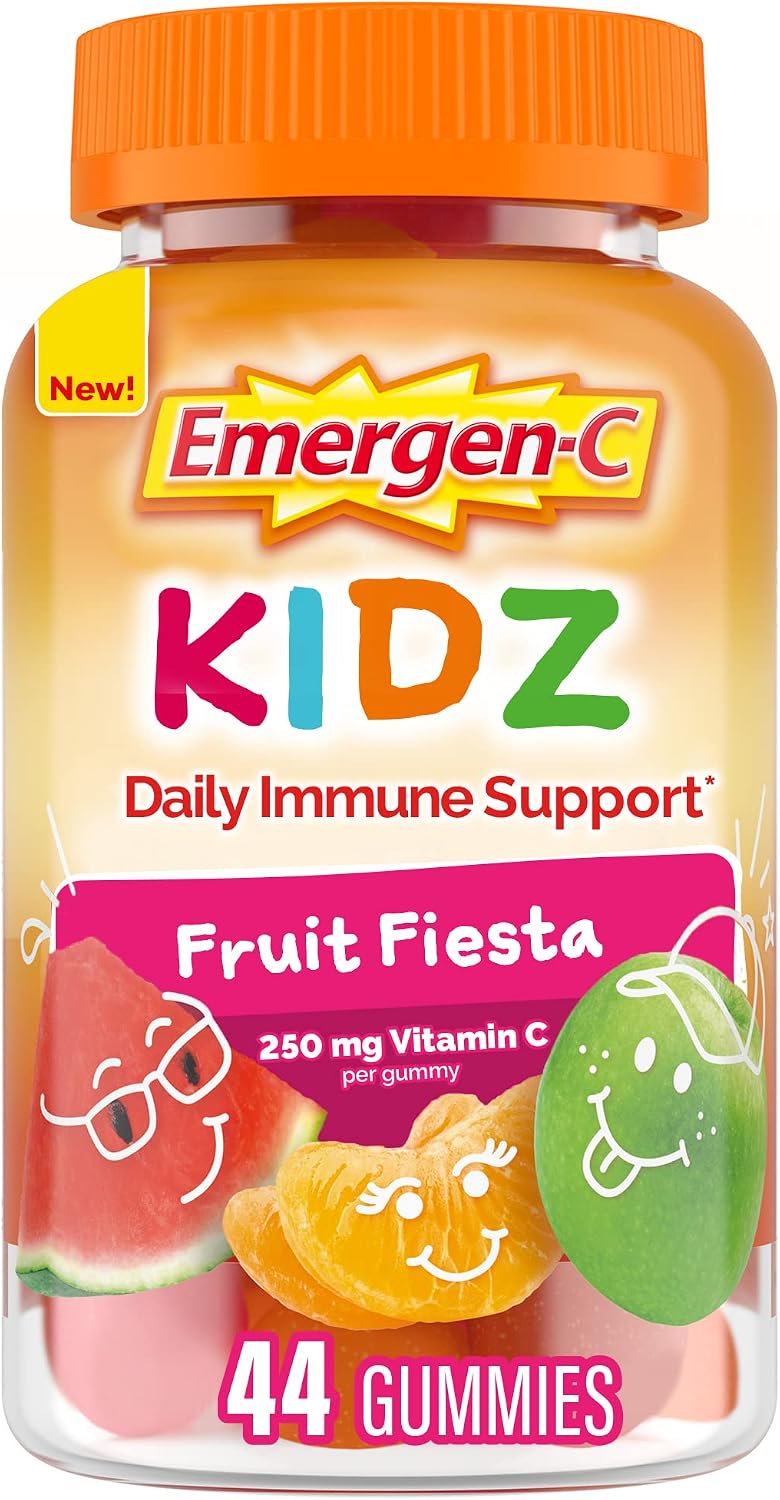 Emergen-C Kidz Gominolas de Apoyo Inmunológico Diario con Vitamina C y Vitaminas B, Sabor Fiesta de Frutas - 44 Gomitas