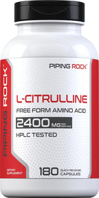 Piping Rock L-Citrulline 2400mg 180 Cápsulas - Aminoácido de Forma Libre - No Transgénico, Sin Gluten
