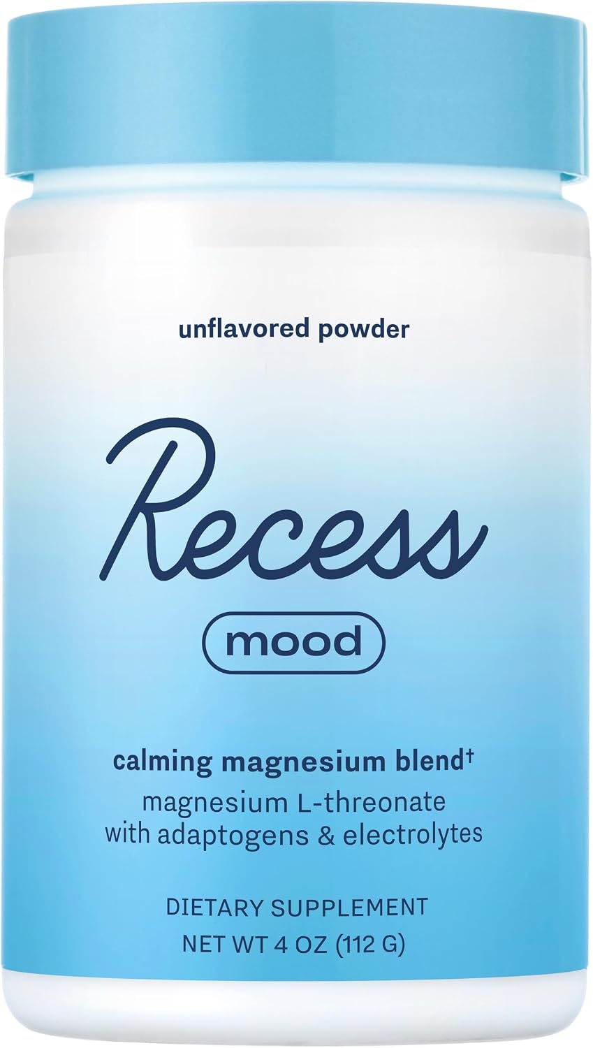 Recess Mood Powder - Calming Magnesium L-Threonate con Pasiflora, L-Teanina y Electrolitos - Sabor Limón Cítrico (28 porciones)