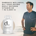 Daily Defense - Vitamina D3 y K2 2000 UI, 100 Comprimidos Masticables