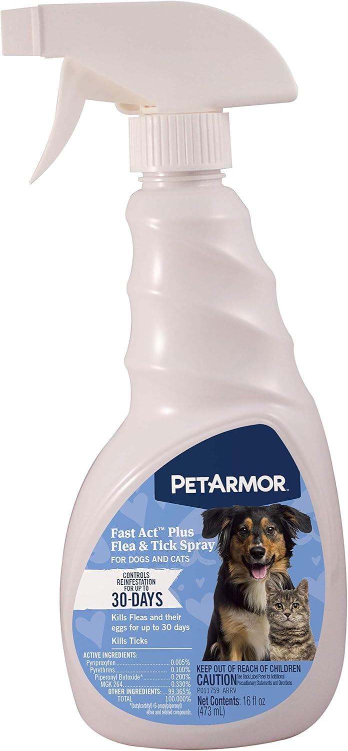 PetArmor Fastact Plus Spray Antipulgas y Garrapatas para Perros y Gatos