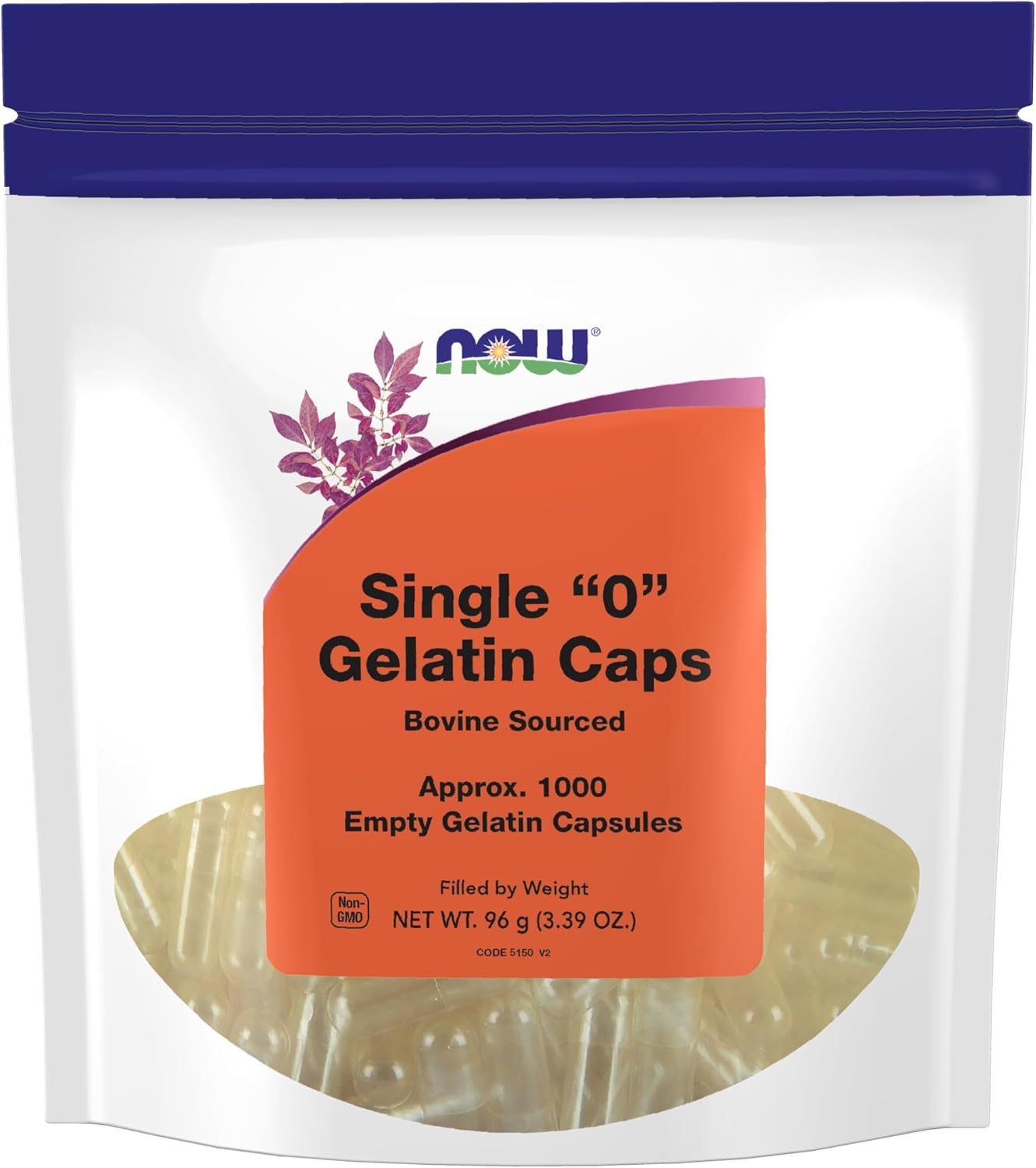 Cápsulas de Gelatina Vacías Tamaño '0' de NOW Foods - 1.000 Cápsulas