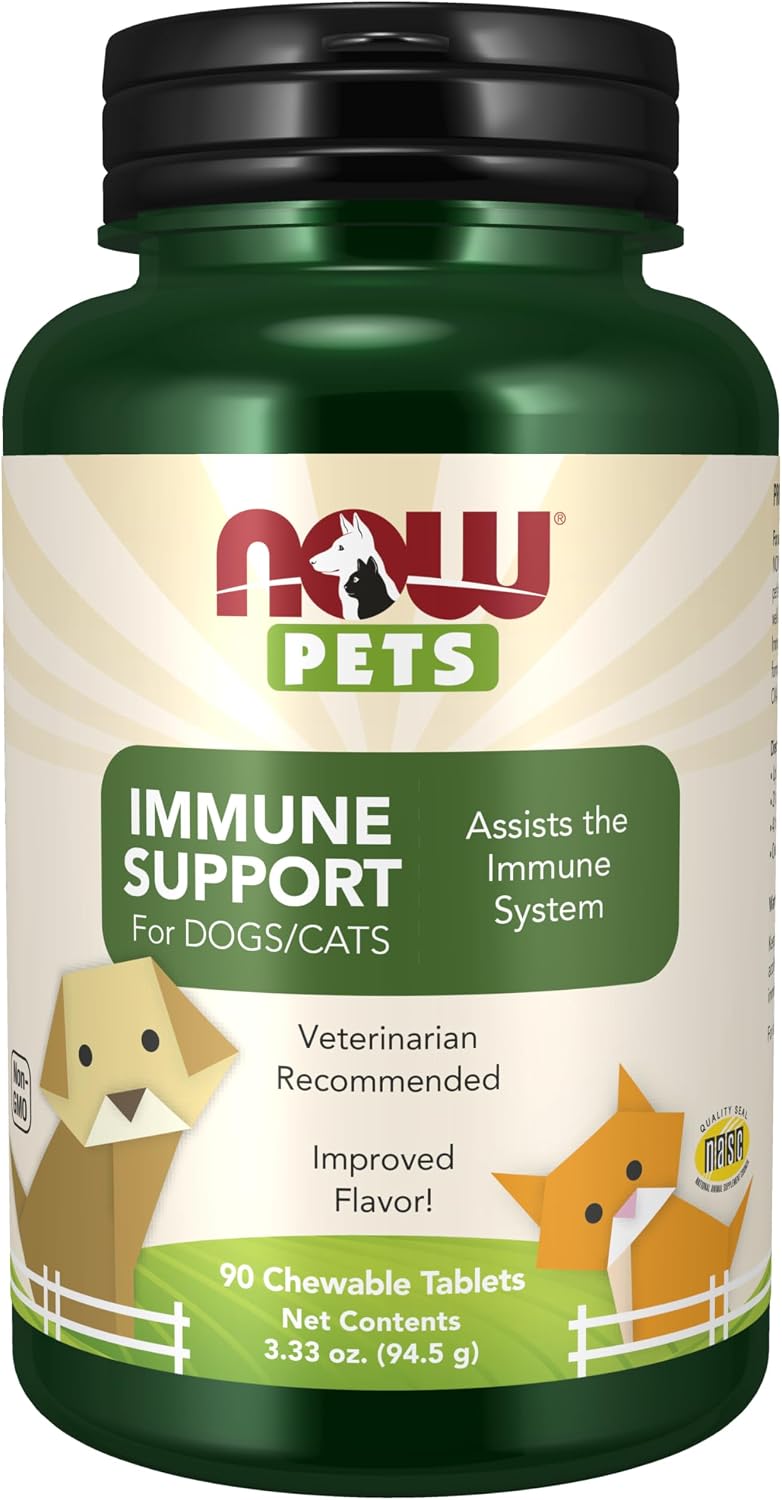 NOW Pet Health, Immune Support Supplement for Dogs and Cats, 90 Chewable Tablets