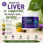 Live Well Dog Liver Support – Detox & Immunity Booster para Perros y Gatos | Cardo Mariano, NAC, Diente de León | 180 g