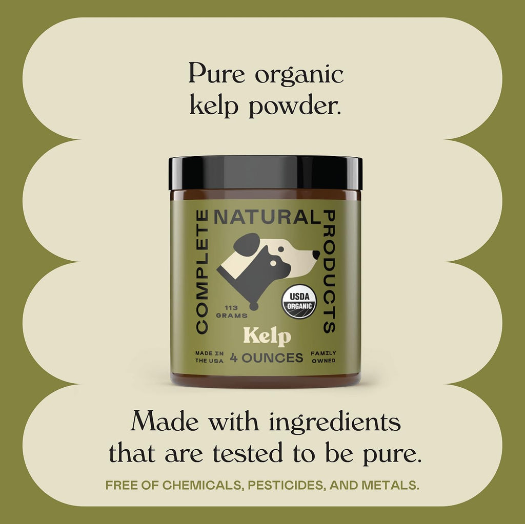 Organic Kelp Powder for Pets - 4oz - Pure Organic Kelp Powder by Complete Natural Products