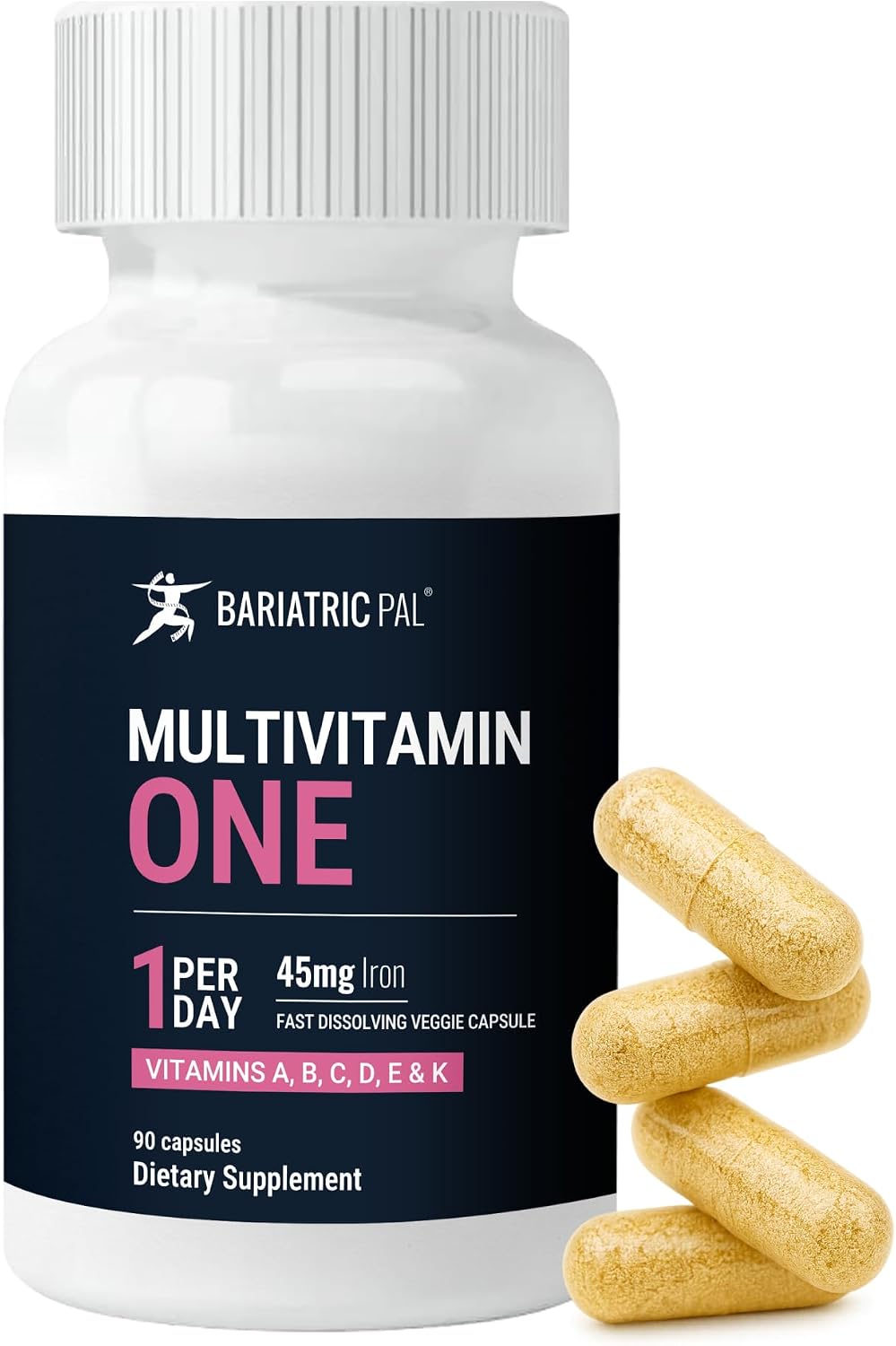 BariatricPal Multivitamin ONE - Multivitamínico Bariátrico con 45 mg de Hierro - 30 Cápsulas (1 Mes)