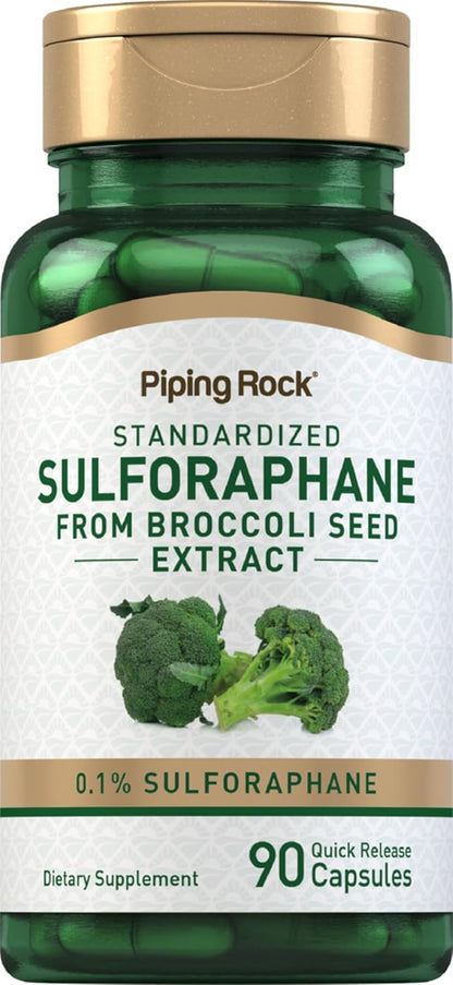 Piping Rock Sulforafano 400 mcg, 90 Cápsulas – Compuesto rico en azufre: el sulforafano es un isotiocianato que se – Image 1