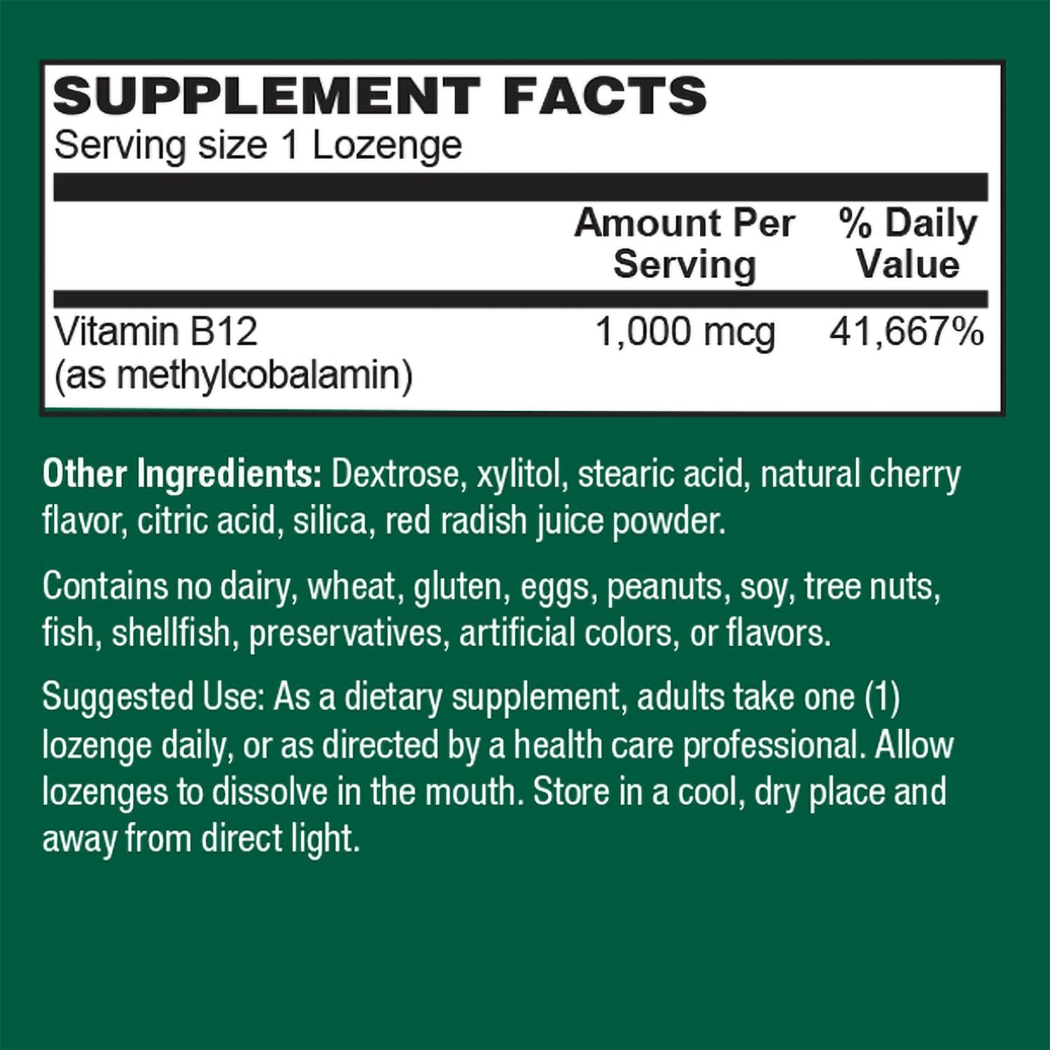 PlantFusion Vitamina B12 Metilcobalamina 1000 mcg - 60 Comprimidos Sublinguales Sabor Cereza