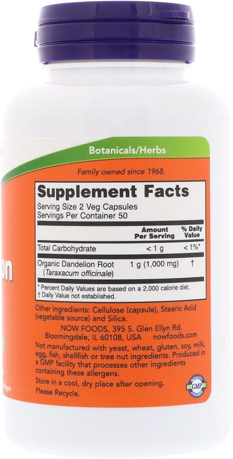 NOW Foods Raíz de Diente de León 500 mg, 100 Cápsulas (Pack de 3)