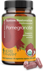 Herb Pharm Cápsulas de Granada Ecológica - Apoyo Cardiovascular y Antioxidante - 60 Cápsulas Veganas