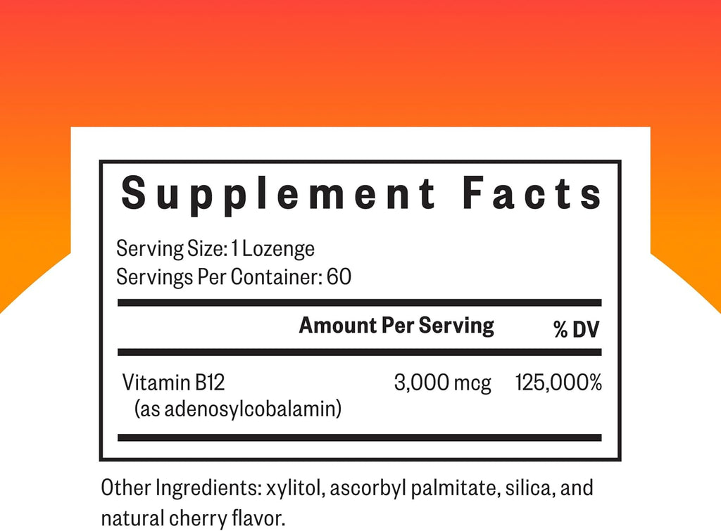 Seeking Health Adeno B12 - Suplemento de Vitamina B12 Adenosilcobalamina 3000 mcg, 60 Pastillas Sublinguales