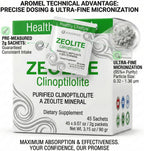 aromel Zeolite Powder Clinoptilolite - 45 Sobres de Polvo Ultrafino (<1 µm) | Clinoptilolita 95% | 3X Activado