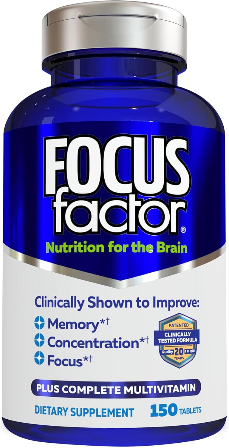 Focus Factor Nutrition for The Brain – Suplemento para Memoria y Concentración, 150 Comprimidos