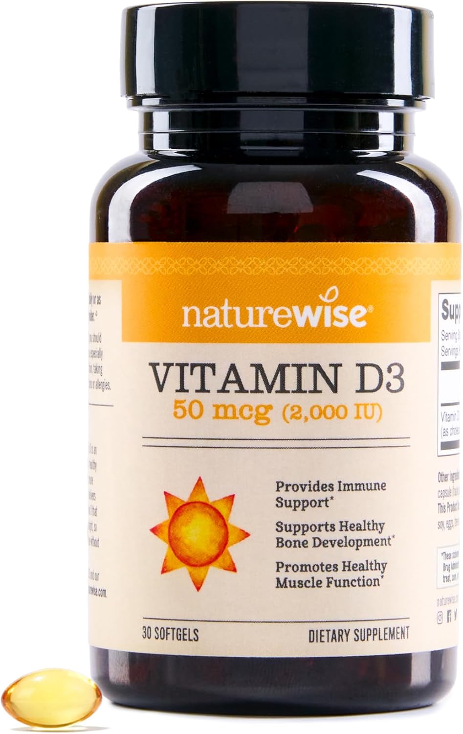 NatureWise Vitamina D3 2000 UI (50 mcg) - 30 Cápsulas Blandas