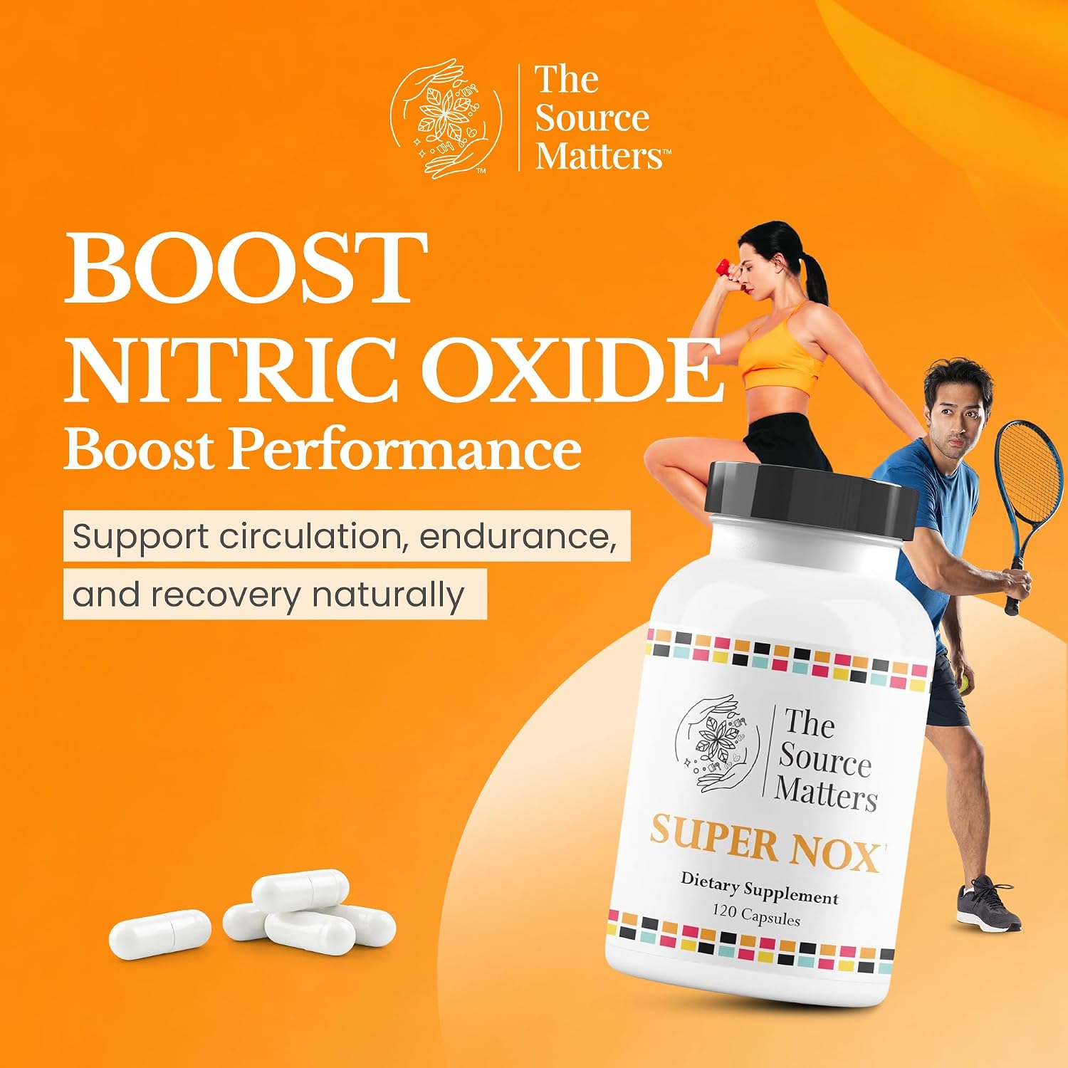 Super NOX (120 Cápsulas) - Suplemento de Óxido Nítrico con L-Citrulina - Potenciador de Óxido Nítrico para Apoyo Circulatorio y Vascular | Quercetina y Extracto de Semilla de Uva