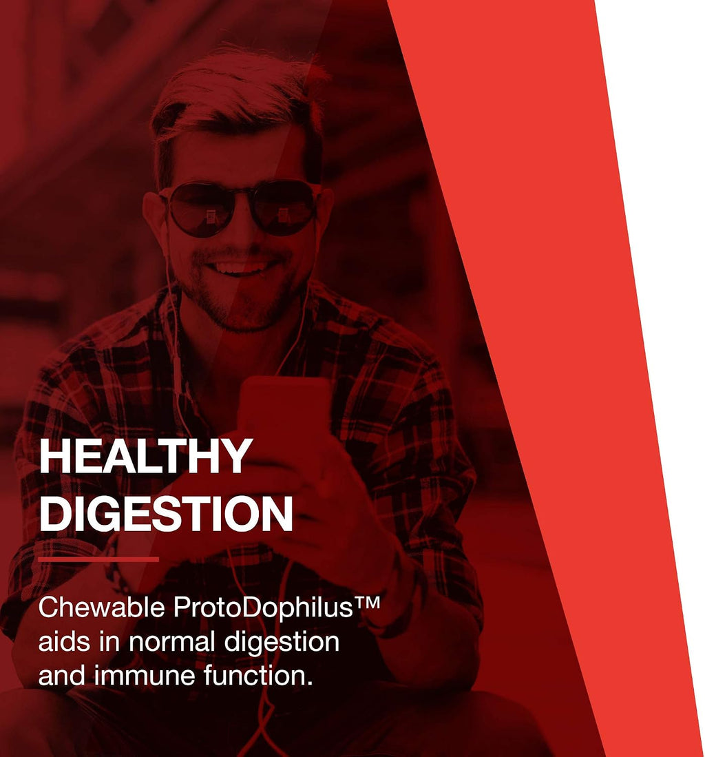 PROTOCOL FOR LIFE BALANCE Protodophilus Masticable - 10 Billion CFU Probiotic - Digestive Health - Vegan & Halal - 60 Tablets