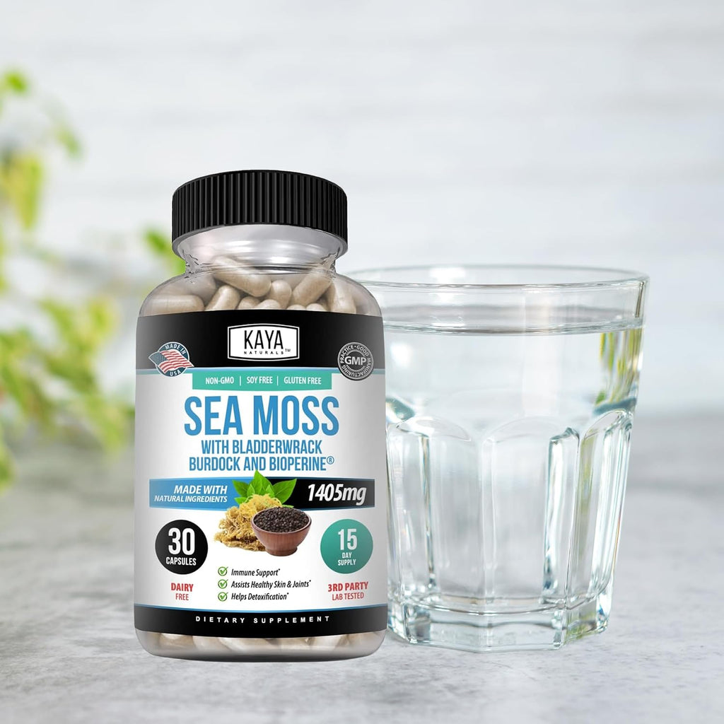 Kaya Naturals Sea Moss - Suplemento de Movilidad para Hombres y Mujeres, 30 Cápsulas