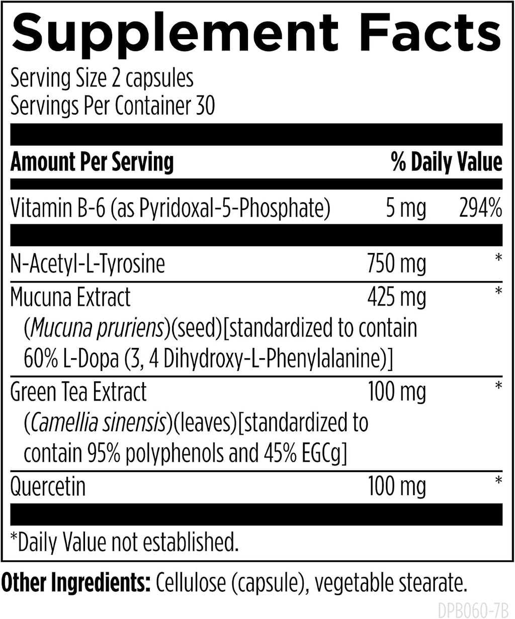 Designs for Health DopaBoost - Complemento Cognitivo y de Estado de Ánimo - Acetil-L-Tirosina, Extracto de Mucuna, Vitamina B6 - Vegano (60 Cápsulas)