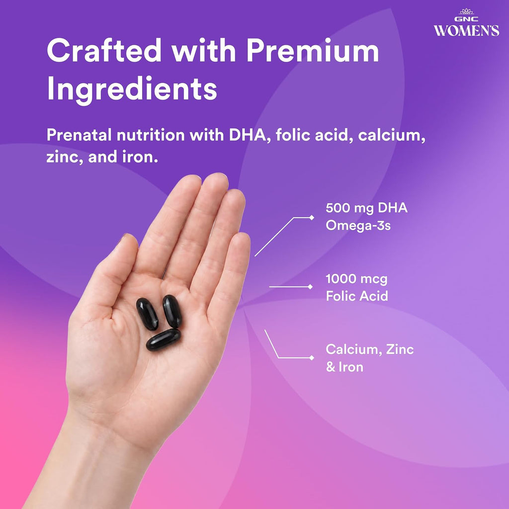 GNC Women's Prenatal Multivitamin con DHA y Hierro - 90 Cápsulas Blandas