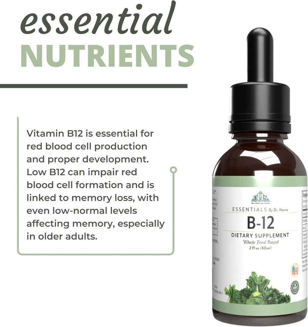 Optimal Health Systems Essential B-12 Drops | Vitamina B12 Líquida para Energía y Apoyo Cognitivo | 60 ml