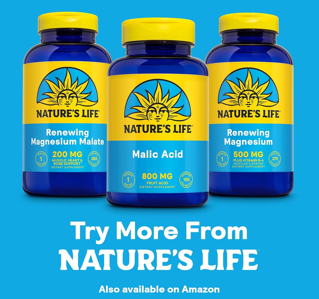 Nature's Life Ácido Málico 800 mg | Agente quelante | 100 comprimidos