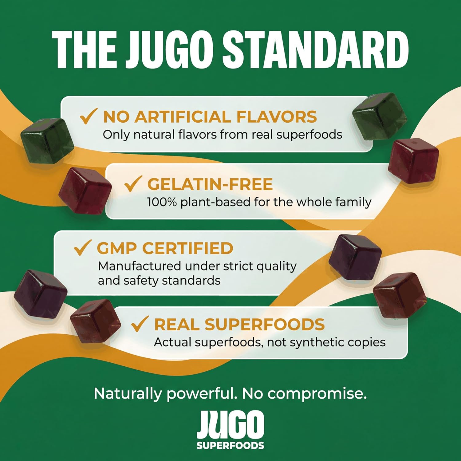 JUGO Focus + Superfoods Gominolas de Ashwagandha con Vitamina D3 y Mezcla de Superfrutas