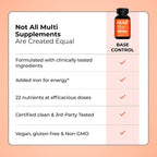 HUM Base Control Multivitamin para Mujeres – 22 Vitaminas y Minerales Esenciales con Hierro, Biotina y Zinc – 30 Cápsulas
