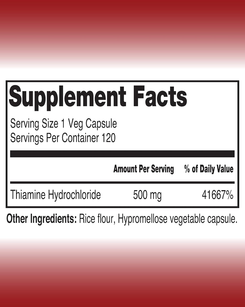 Vitamina B1 Tiamina Hidrocloruro 500mg - 120 Cápsulas Veganas | The One Pill Integrative Healing