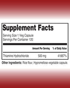Vitamina B1 Tiamina Hidrocloruro 500mg - 120 Cápsulas Veganas | The One Pill Integrative Healing