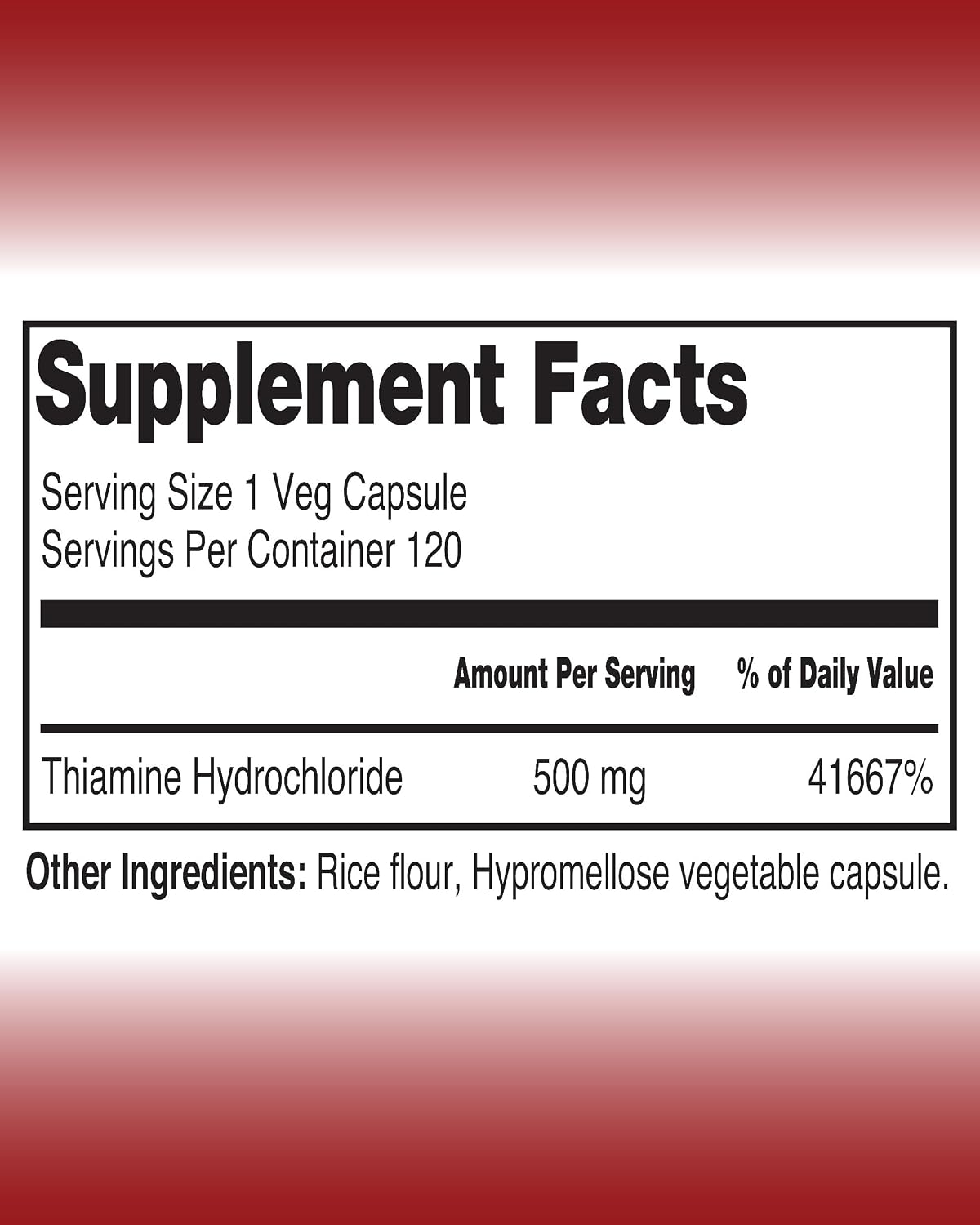 Vitamina B1 Tiamina Hidrocloruro 500mg - 120 Cápsulas Veganas | The One Pill Integrative Healing