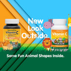 NaturesPlus Animal Parade Vitamina C Masticable para Niños - Sabor Natural a Naranja - 90 Comprimidos con Forma de Animal, Pack de 4 - Vegano, Vegetariano, Sin Gluten - 180 Dosis