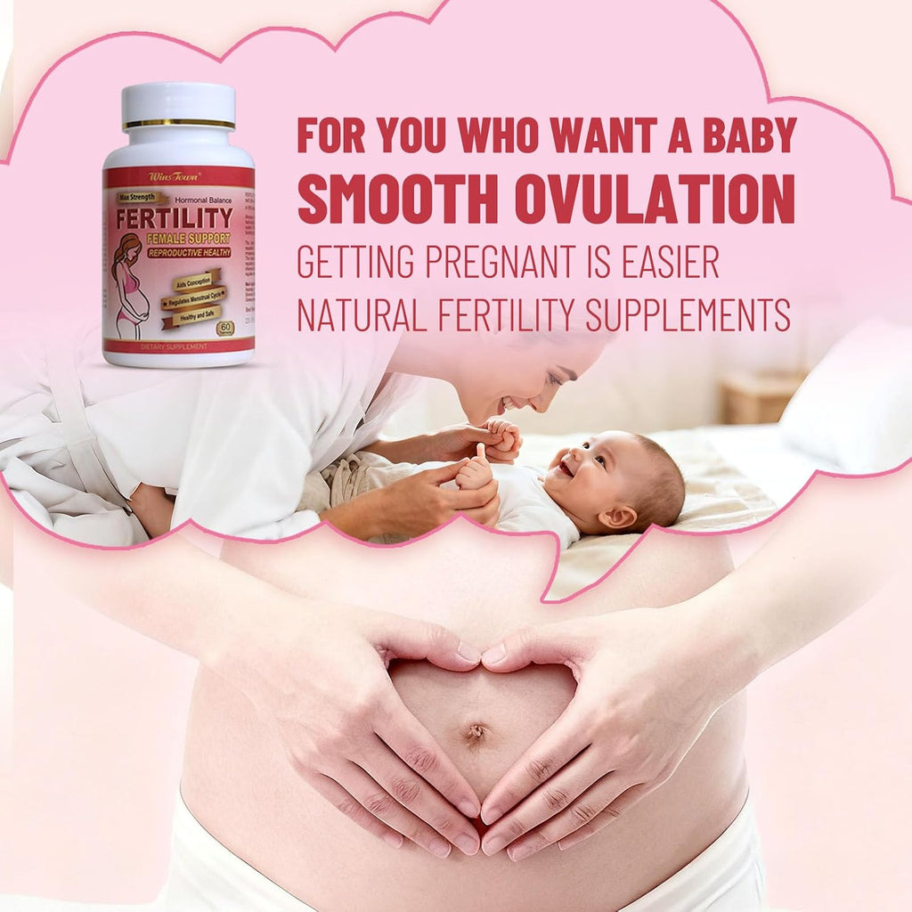 Wins Town Fertility Tablets - Vitaminas Prenatales para Mujer, 60 Comprimidos