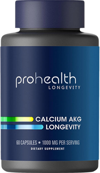 ProHealth Ca-AKG Suplemento de Alfa-cetoglutarato de Calcio (1000 mg, 60 Cápsulas) – Image 1