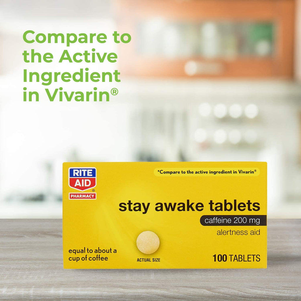 Rite Aid Stay Awake Cafeína 200 mg, 100 Comprimidos