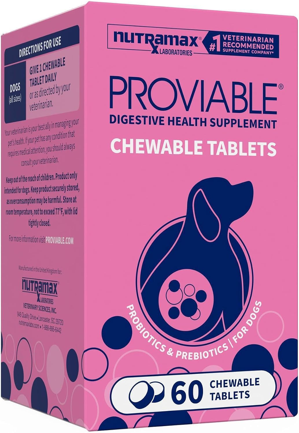 Nutramax Proviable Probióticos para Perros - 60 Comprimidos Masticables