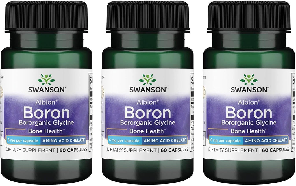 Swanson Boron de Albion - Boroganic Glycine - Suplemento para la Salud Ósea y Articular - 60 Cápsulas, 6mg cada una