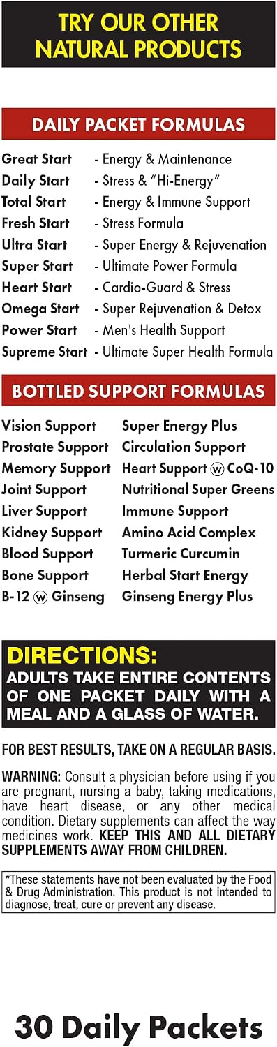 Daily Start All-in-One Daily Vitamin Pack - Energía y Concentración - 30 Días