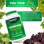 Greens+ Cápsulas de Superalimentos Orgánicos - Espirulina y Clorela Orgánicas con Alfalfa y Pasto de Trigo - 240 Cápsulas
