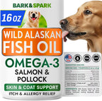 BARK&SPARK Aceite de Pescado Omega 3 para Perros - con Aceite de Salmón Salvaje de Alaska, Líquido, EPA+DHA