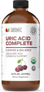 Complete Natural Uric Acid Complete - Suplemento Líquido para el Apoyo del Ácido Úrico, Salud Renal y Circulación Sanguínea con Vinagre de Manzana, Cereza Ácida, Remolacha, Limón y Canela - 355 ml
