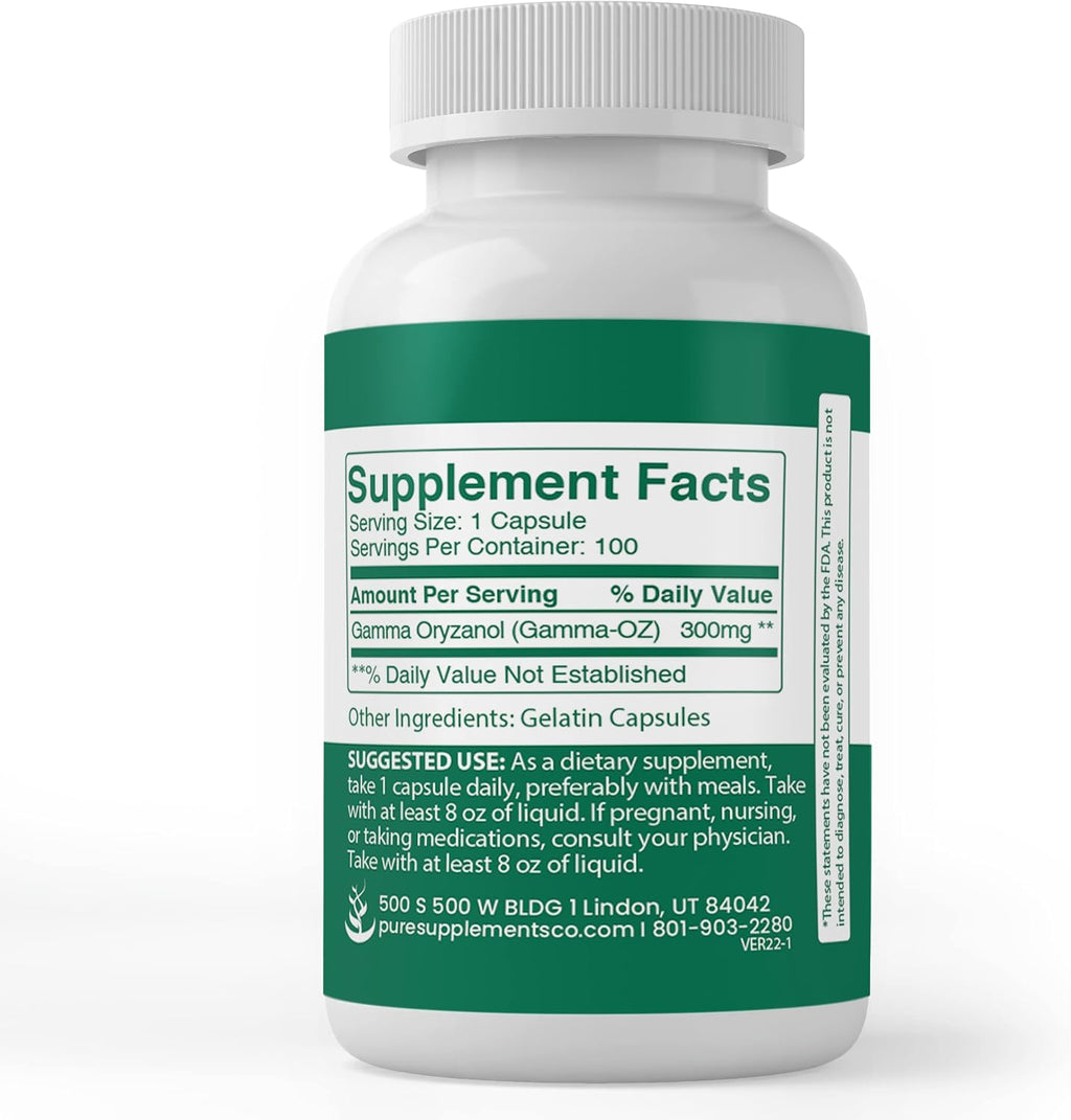 PURE ORIGINAL INGREDIENTS Gamma Oryzanol (100 Cápsulas) – Puro y Sin Aditivos