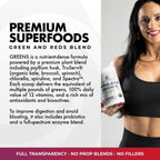 Core Nutritionals Greens - Mezcla Premium de Superfoods Rojos y Verdes con Probióticos, Enzimas Digestivas y Antioxidantes - 30 Servicios (Chocolate Decadence)